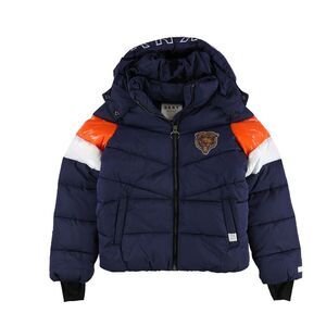 DKNY Navy and Orange Hooded Puffer Jacket